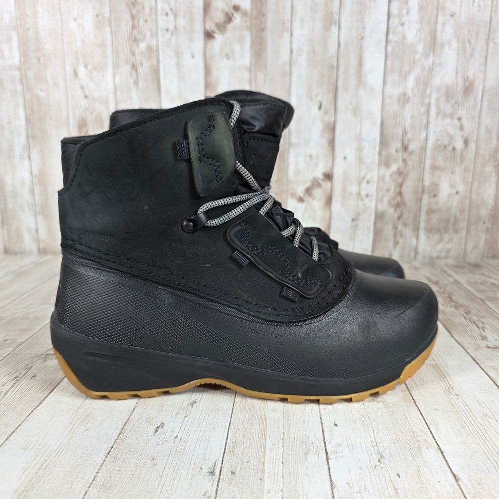 The North Face Waterproof Black Leather Lace Up Duck Snow Boots Womens